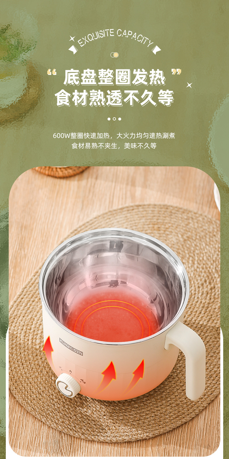 304不锈钢小电锅 小型迷你电火锅学生宿舍泡面锅家用多功能电煮锅详情11