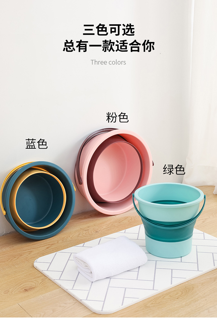 折叠水桶户外手提钓鱼桶大号车载旅行洗车桶家用便携加厚塑料桶01070详情19