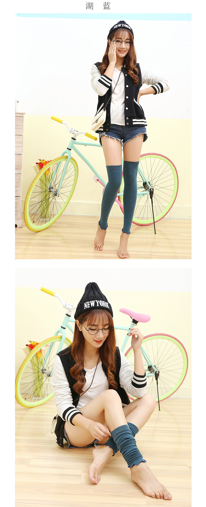 Japanese autumn and winter new combed cotton warm socks, three-bar student socks, air-conditioned room knee and leg guards pic 23