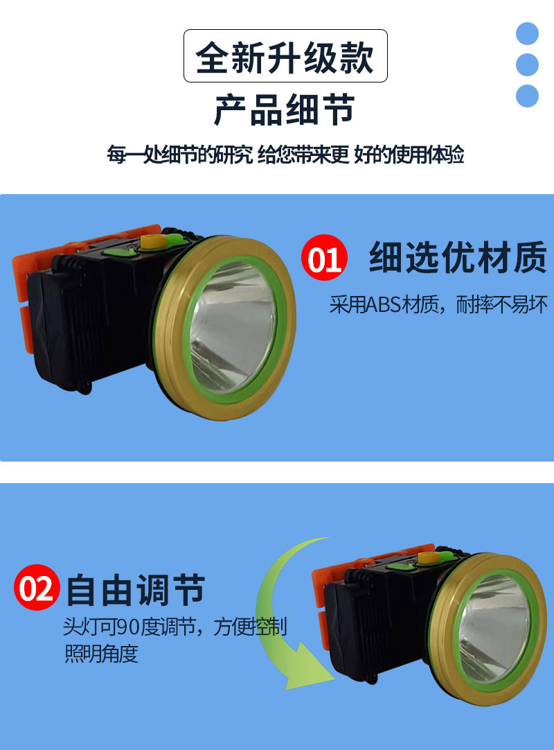 头灯led灯强光充电超长待机电筒头戴式大功率矿灯户外防水钓鱼灯 pic 5