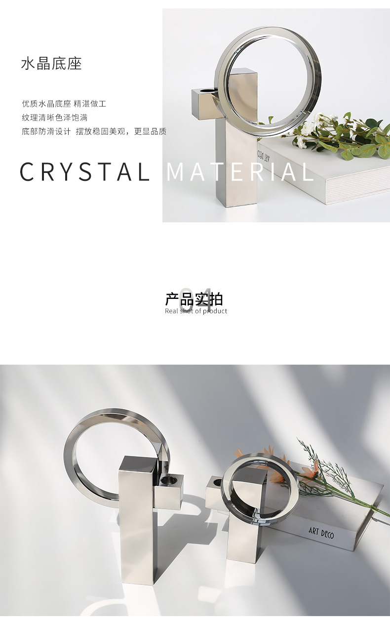 Creative living room art crystal ornaments, bedroom and study decoration, simple and modern home decoration model room, hotel handicrafts, candlestick decoration pic 24