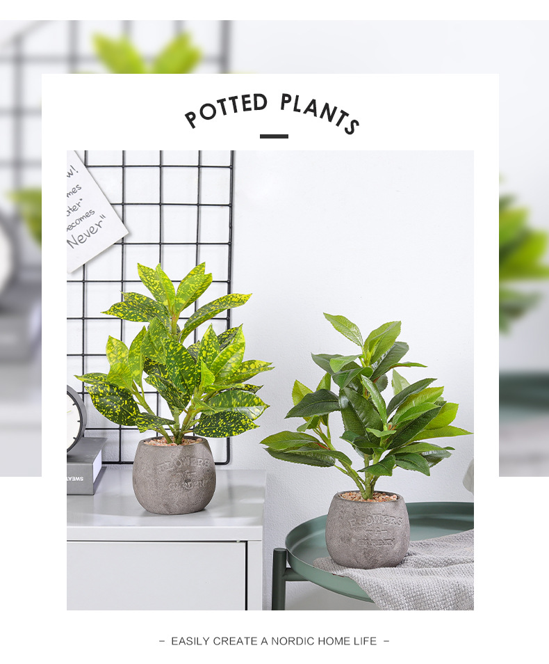 Nordic ins artificial green plant potted cement pot ornaments, living room and office desktop decoration artificial plant bonsai pic 12