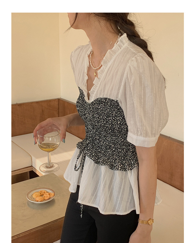 【复活款】法式复古V领碎花短款上衣夏季新款衬衫设计感小众Q1082详情19