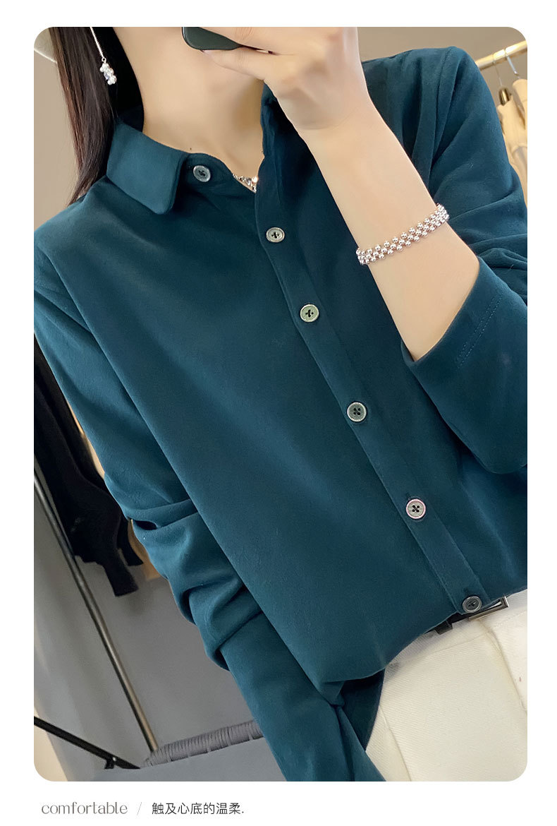24春秋双面德绒衬衫女POLO领磨毛保暖内搭开衫衬衣长袖上衣新款详情14