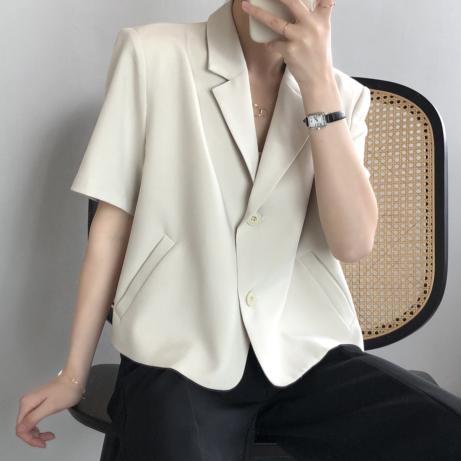 Yanshuang Solid Color short-sleeved blazer for women 2022 Summer New Korean Style loose and elegant short jacket 80158 pic 43