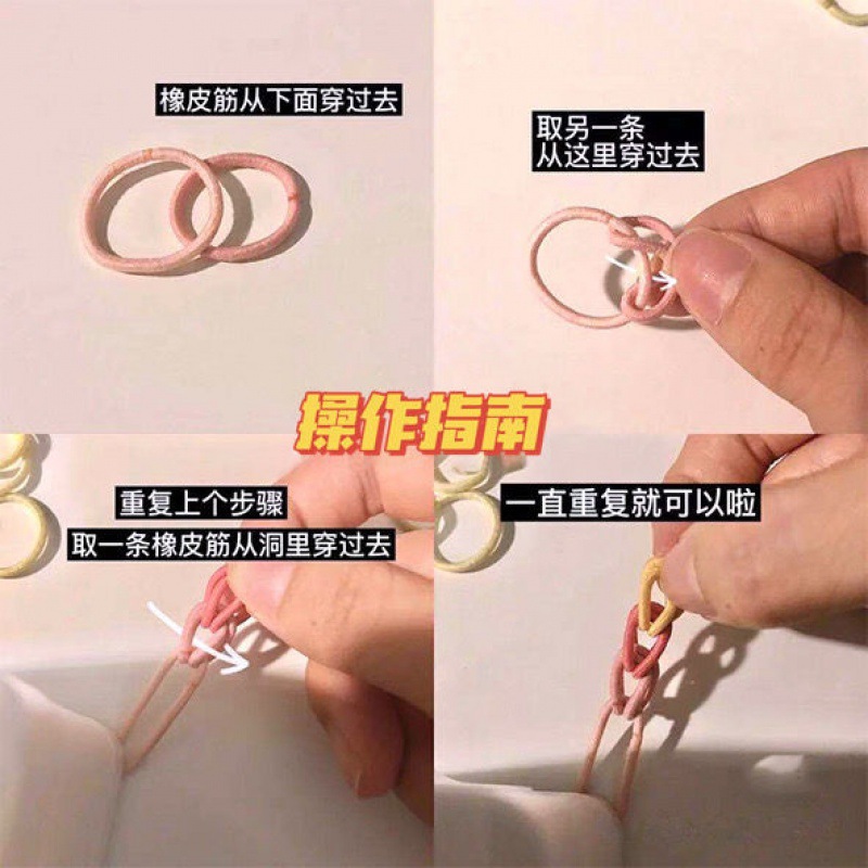 The same DIY hair tie as on Xiaohongshu, sweet headband, hand-woven candy-colored rubber band, couple and best friend bracelet, dual-purpose pic 4