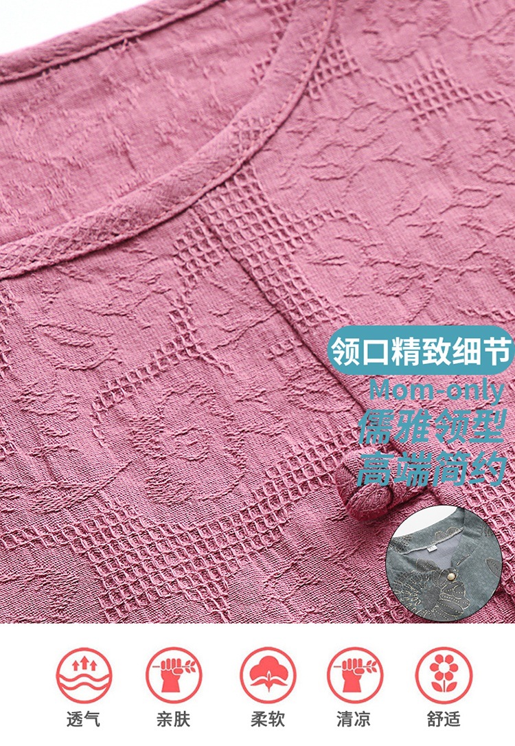 Summer clothing sets for middle-aged and elderly people, cotton and linen, short-sleeved for grandmothers and mothers, summer pure cotton T-shirts, clothes for the elderly and grandmothers pic 6