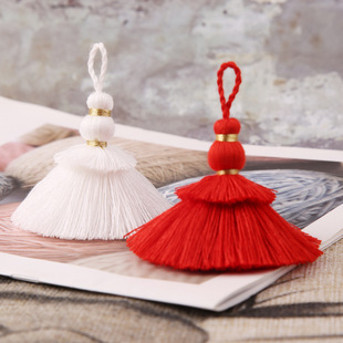 New color-offset double-ended cotton thread tassel handcrafted clothing, cheongsam with lapel button and Chinese-style classical tassel pendant pic 9