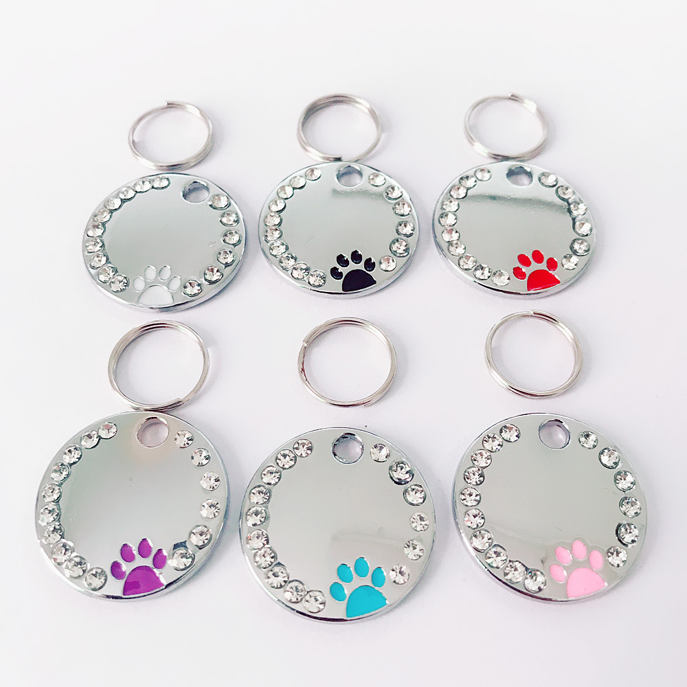 Pet accessories: Multi-color oil drip, foot print, pet dog tag, outdoor anti-loss engraved with diamond cat necklace pendant pic 7