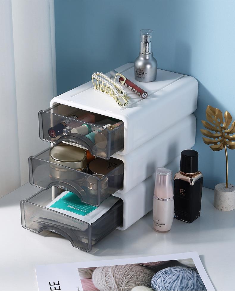Large drawer-type desktop storage box, cosmetics office desk, dormitory stationery organization and storage box, desk rack pic 22