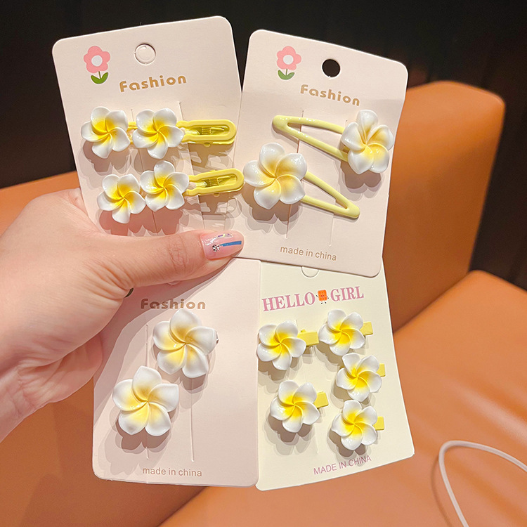 新款韩国发夹泫雅风鸡蛋花发卡可爱简约发饰边夹少女百搭发圈批发详情2