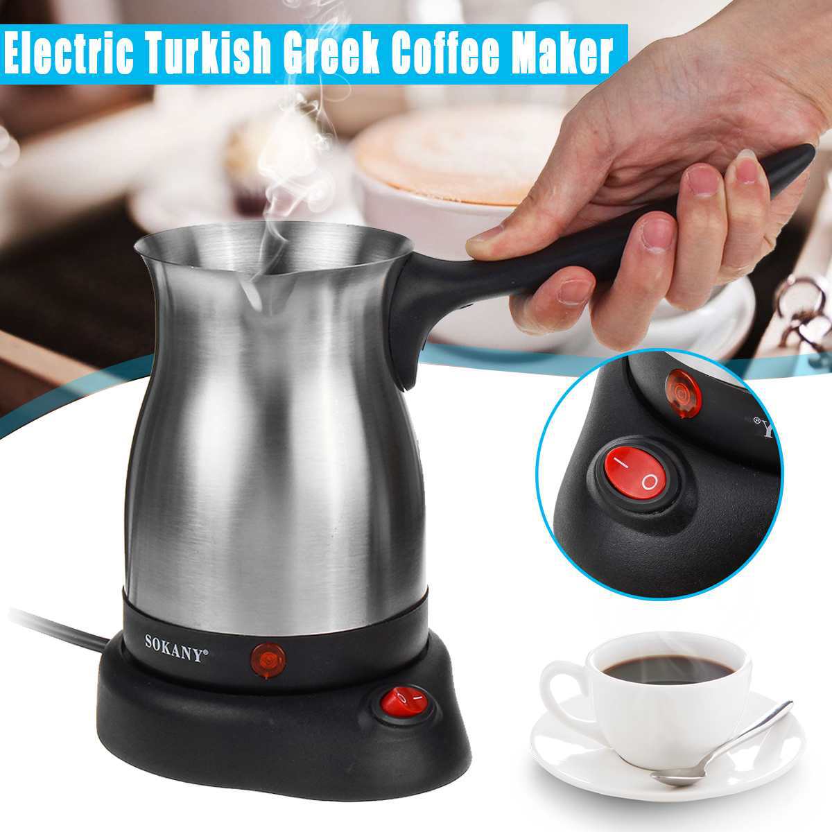 SOKANY stainless steel 203 Turkish coffee pot, electric heating and yellow wine brewing pot, stainless steel detachable type pic 1