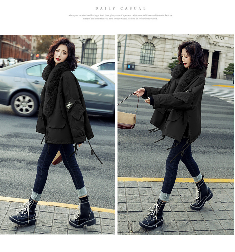 A loose 2020 new winter coat for women in Korean style, with fleece and thickening, a short and eye-catching cotton-padded jacket pic 21
