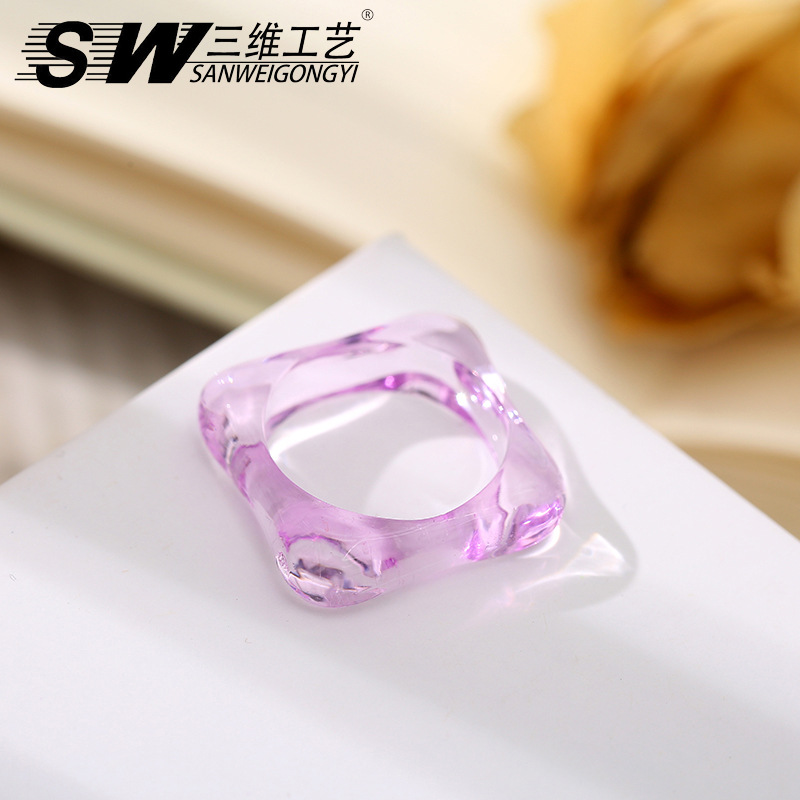New creative macaron cold style girl ring, colorful diamond ring, geometric hip-hop ins ring wholesale pic 7