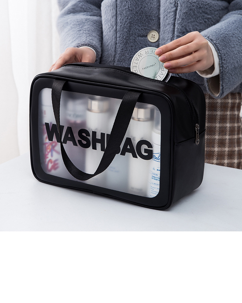 PU matte waterproof cosmetic bag, portable bath storage bag, large-capacity swimming bag, transparent cosmetics toiletries bag pic 27