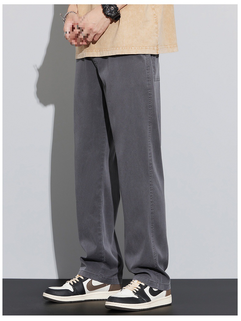 男士牛仔裤夏季薄款2024年新款宽松紧腰直筒学生阔腿冰丝休闲长裤详情18