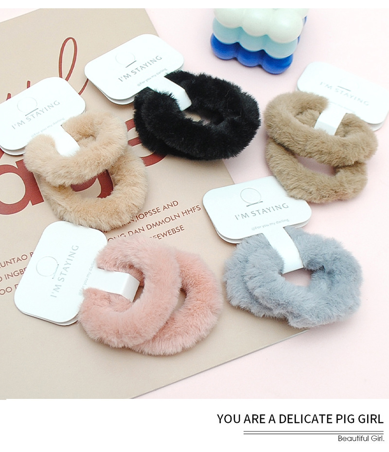 厂家批发卡装皮筋毛绒毛巾圈发绳甜美少女感发圈高弹力高马尾头绳详情5