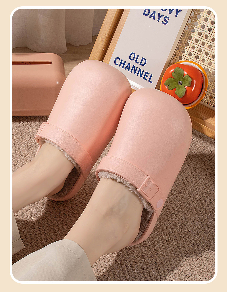 厚底棉拖鞋女秋冬季2024新款博肯防水加绒防滑室内家居棉拖男外穿详情8