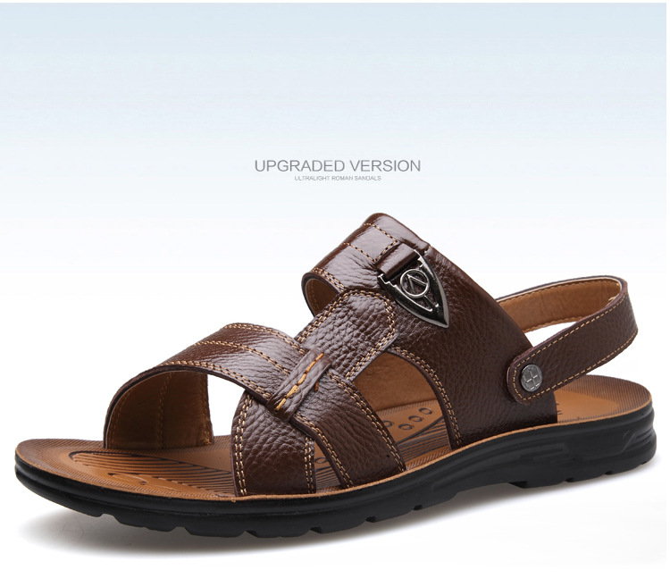 Verano tallas grandes al por mayor 45 46 47 48 49 50 tallas de playa de los hombres capa de piel de vaca sandalias zapatillas hombres pic 35