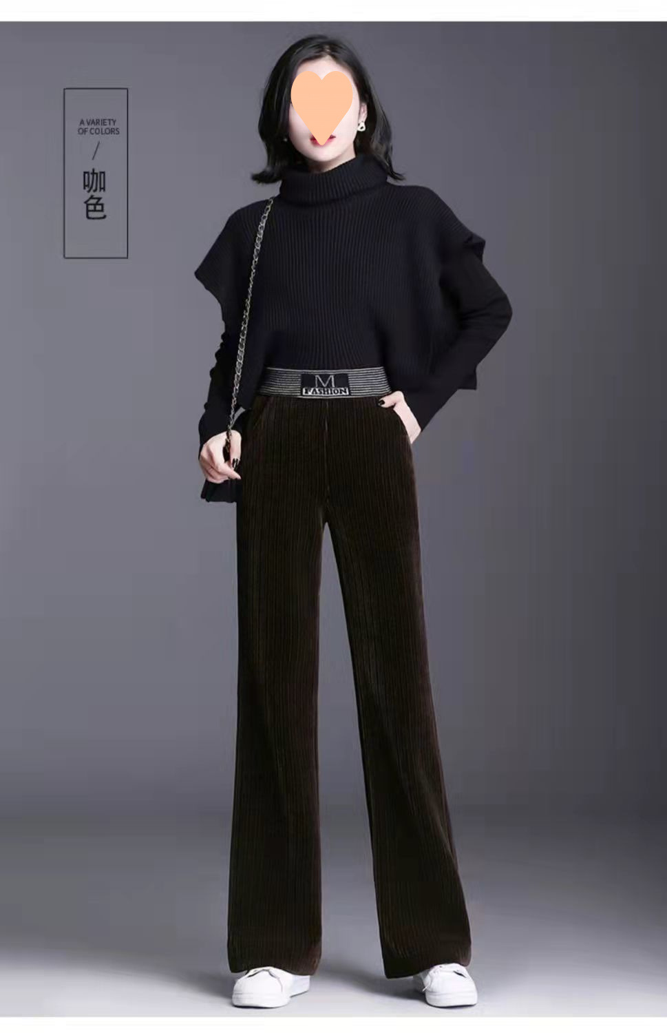 灯芯绒女裤秋冬款加绒加厚女士裤子宽松显瘦直筒裤高腰窄版阔腿裤详情23