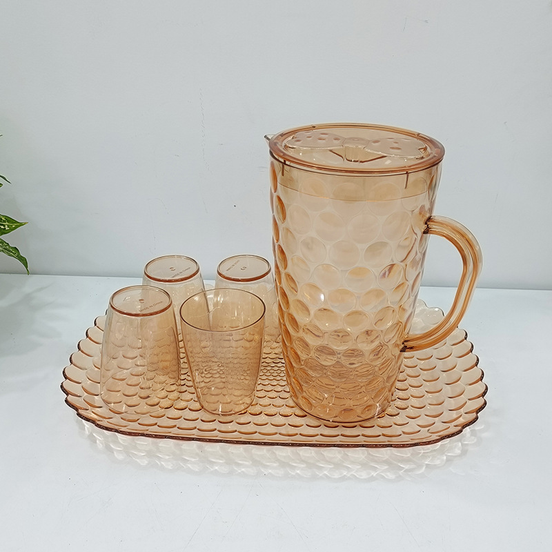 A new six-piece set of water bottle cup tray with orange dot pattern heat-resistant water cups pic 3