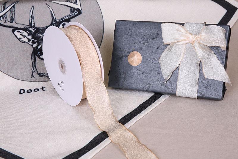 Dingxin fish tail Ribbon wholesale Korean version wave-burned edge yarn ribbon handcrafted hair accessory bow gift box packaging ribbon pic 16
