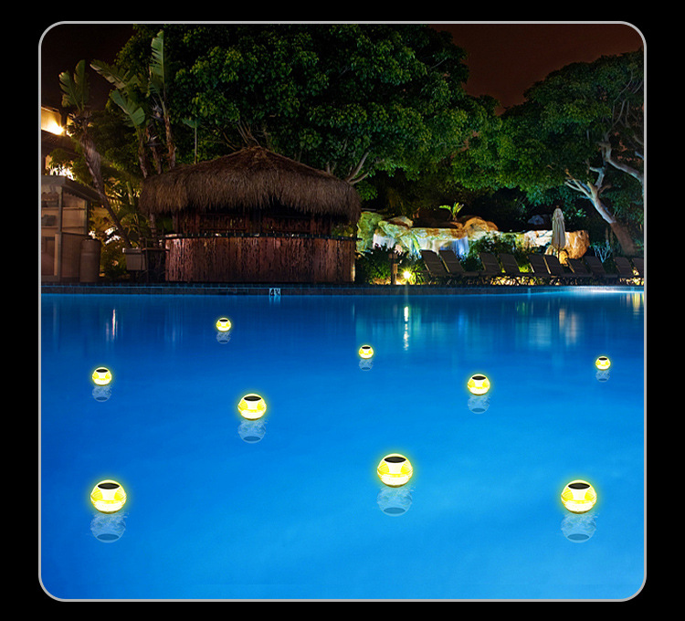 Solar-powered water float lights, outdoor waterproof pond night lights, home courtyard pool floating landscape decorative lights pic 4