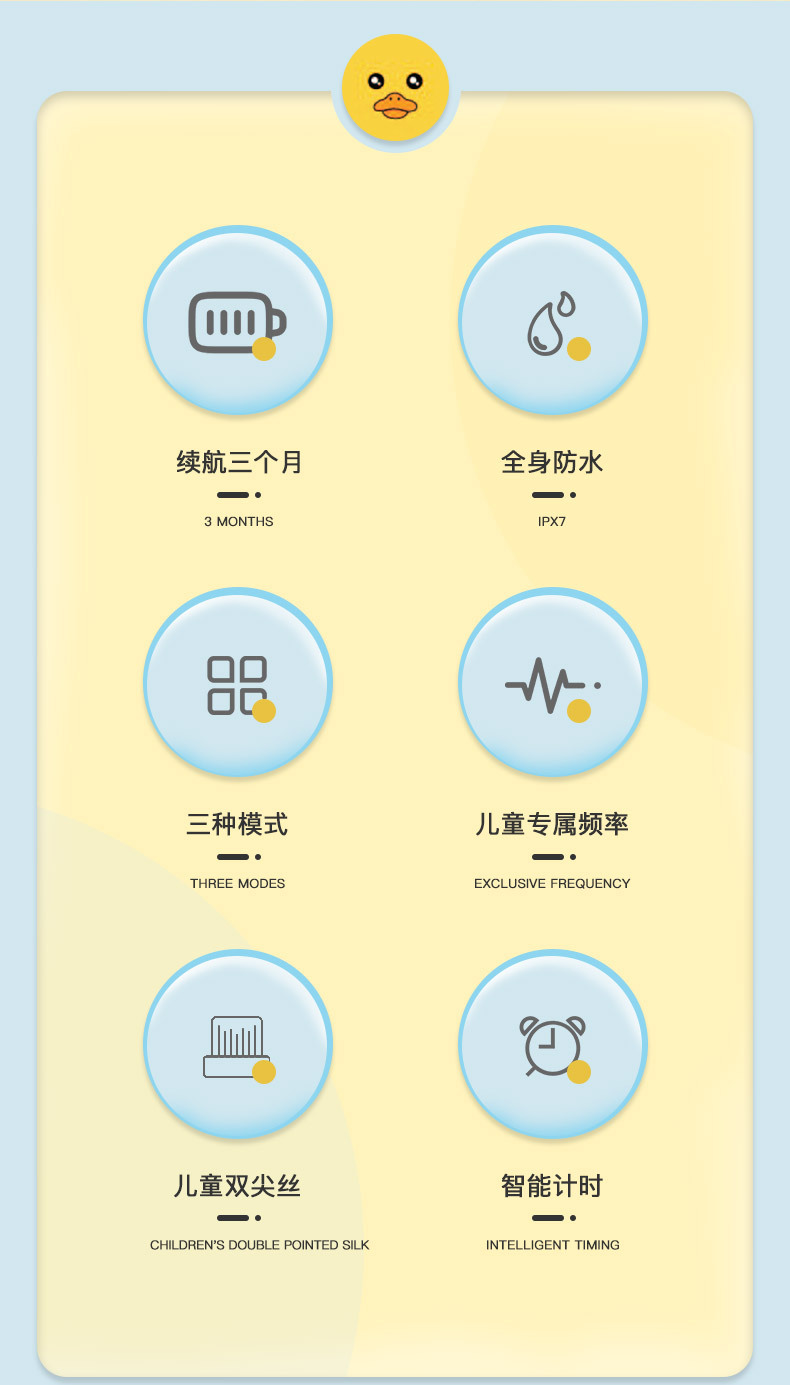 跨境新款家用电动牙刷儿童智能声波多功能防水充电款软毛牙刷套装详情25