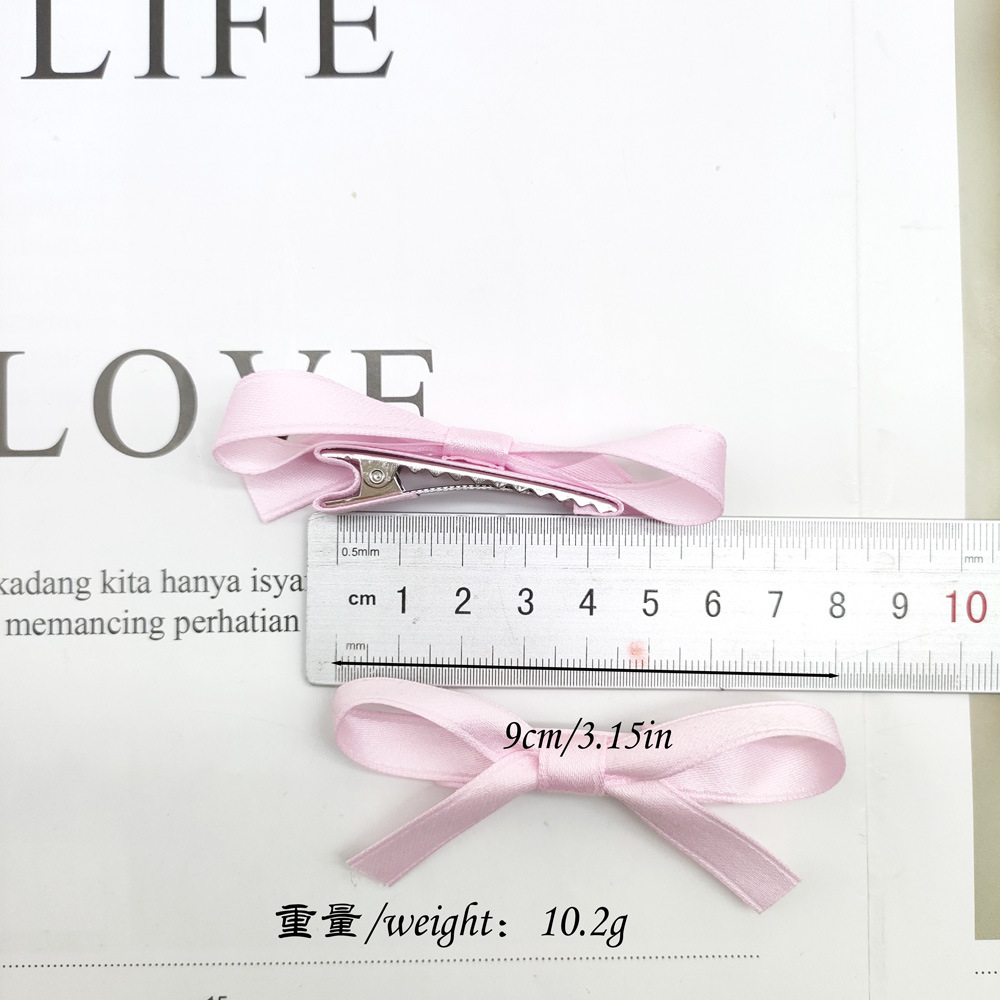 跨境甜美女孩纯色蝴蝶结发夹韩式涤棉氛围感百搭发饰公主刘海头夹详情2