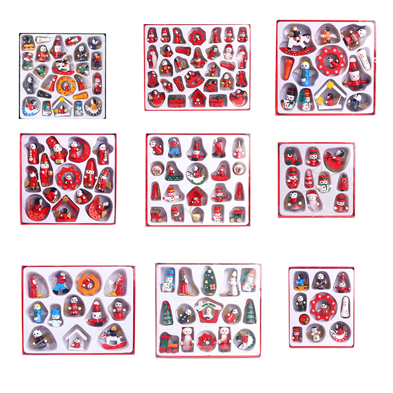 新品圣诞树木制挂饰套装 圣诞节实木挂件木偶套装 圣诞节装饰品详情1