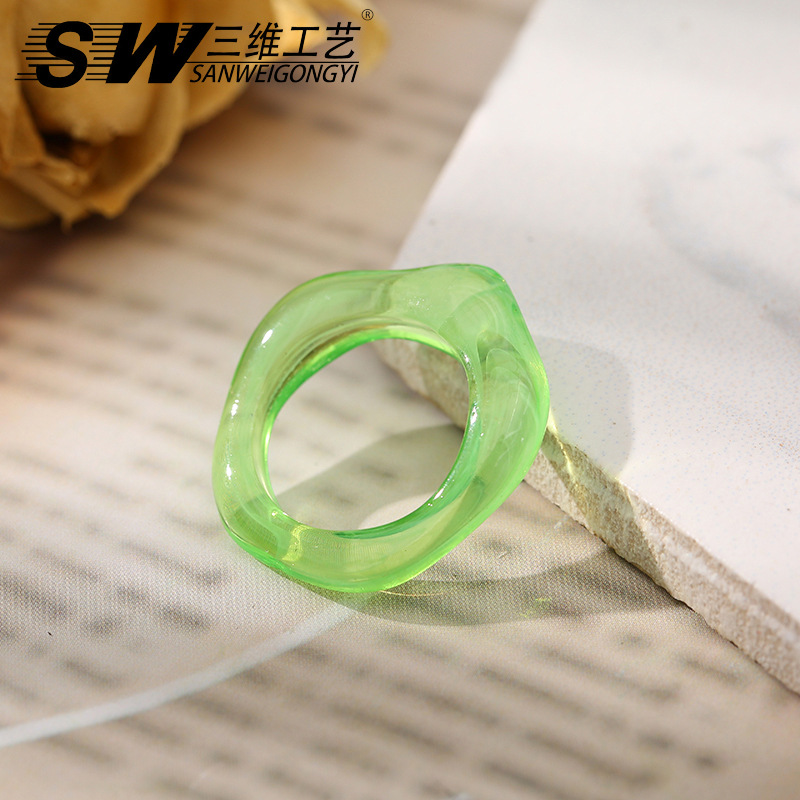 The same resin bright and transparent color ring as Dongdaemun in South Korea, featuring a simple macaron color ring design pic 13