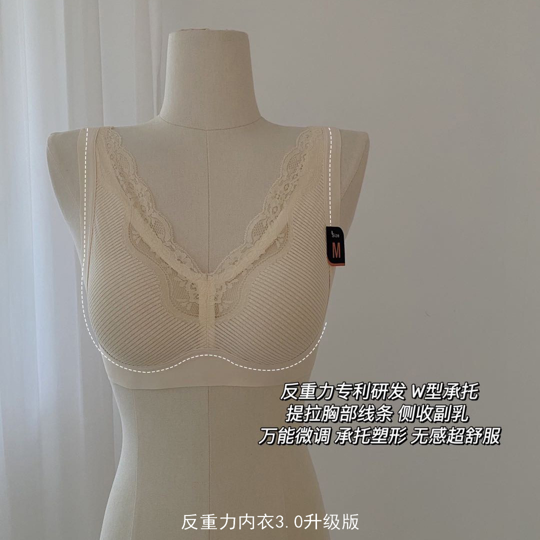Upgraded Version 3.0 of Japanese latex anti-gravity underwear for women: Seamless wide shoulder straps and lace bra without underwire pic 7