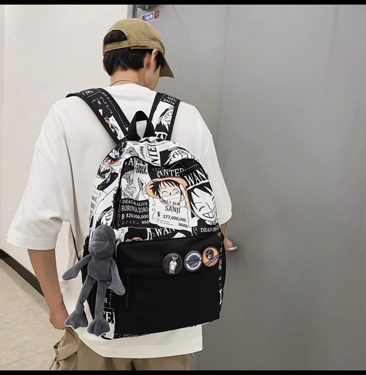 2023新款书包大容量时尚百搭双肩包初高中生情侣简约校园风双肩包详情20