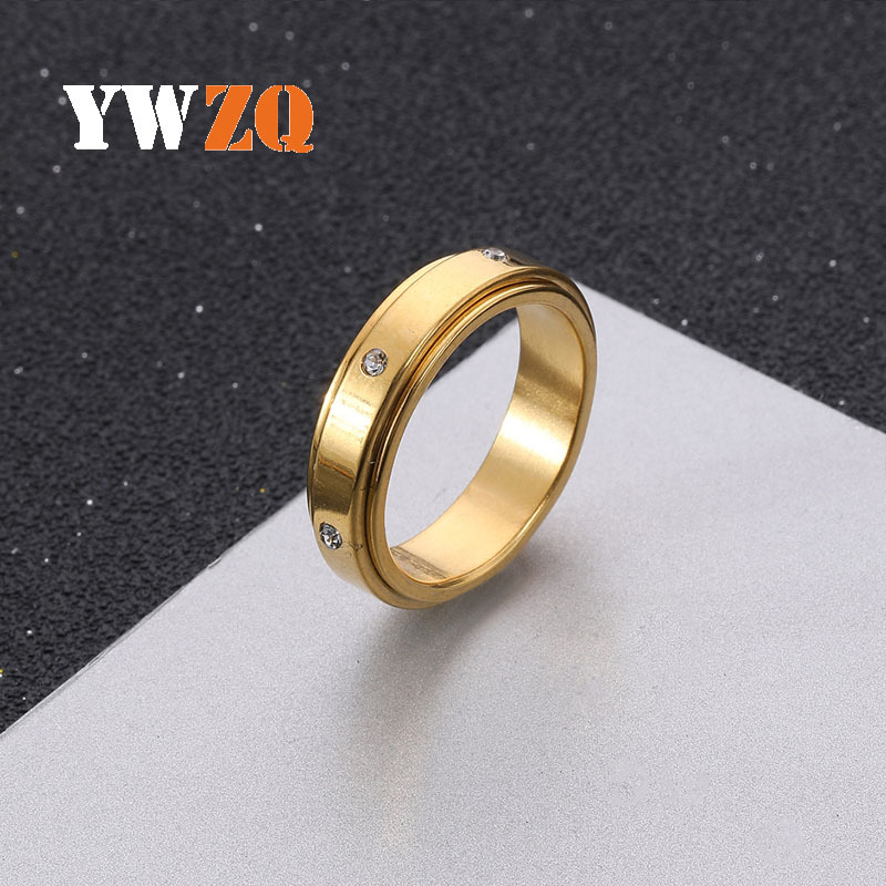 欧美货源星星月亮钛钢戒指可转动解压男女戒指不锈钢饰品配饰批发详情4