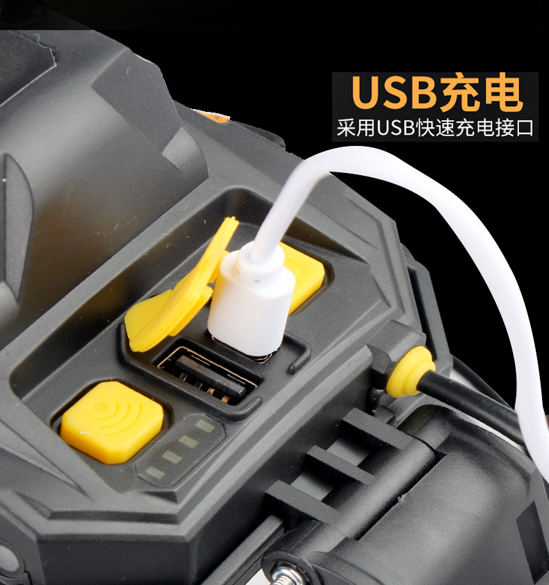 新款跨境强光远射LED头灯夜钓USB充电感应头戴式露营骑行厂家批发详情11