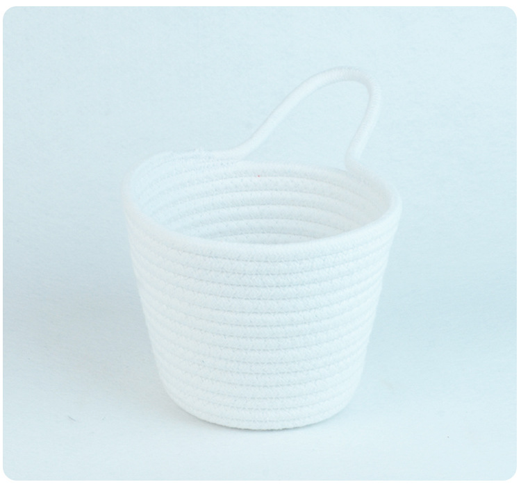 款棉绳收纳筐小提手挂篮 钥匙钱包置物篮收纳桶储物筐带把手筐子详情16