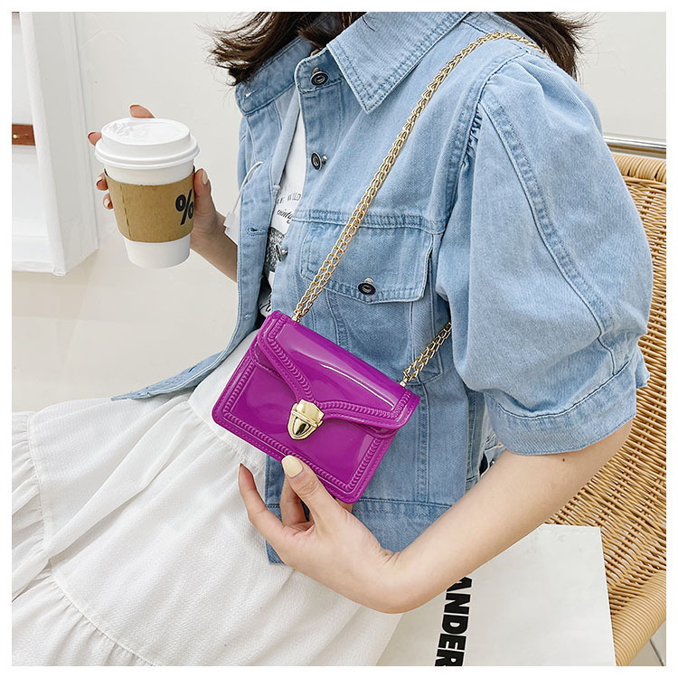 2021夏季新款PVC果冻包mini时尚花边小方包化妆包单肩斜挎ins女包详情8