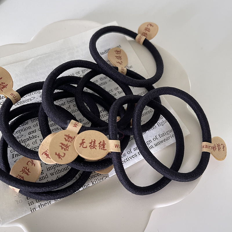Wholesale of black, simple and basic hair ties for adult female ponytails, seamless high-elasticity hair bands pic 16