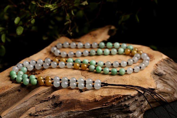Natural premium jadeite A-grade round beads 5mm woven necklace rope round bead pendant hanging rope jadeite bead chain pic 16