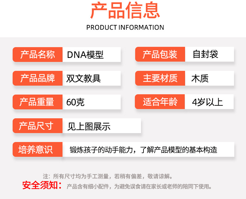 科技小制作diy人体基因DNA双螺旋模型 生物科学实验器材科普教具详情14