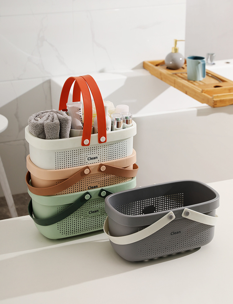 Household hand-held bath basket, shower basket, washbasin basket, hand-held bathroom basket, large-capacity storage, simple bathing and washing hanging basket pic 13