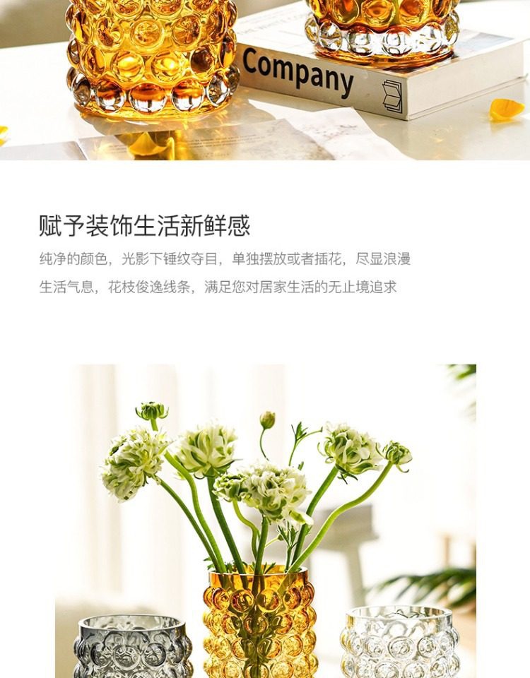 摆件ins风 玻璃花瓶高颜值水滴 玄关客餐厅花瓶插花高级感装饰品详情5