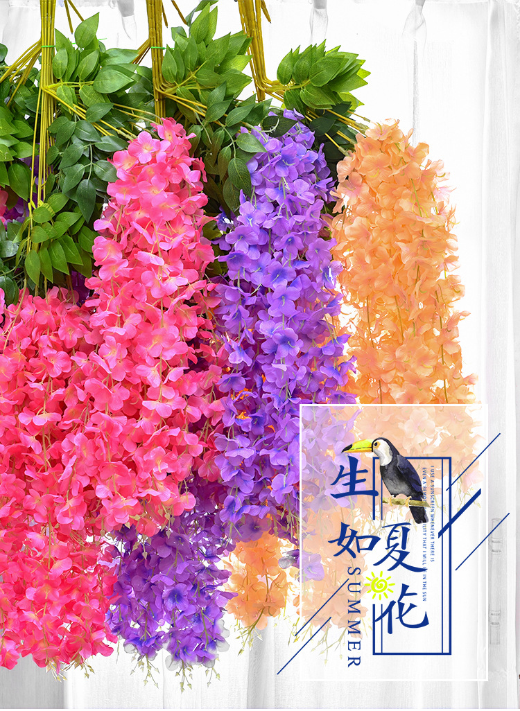 现货仿真紫藤花假花紫罗兰吊顶花紫藤婚庆花装饰藤条装饰花条藤蔓详情13