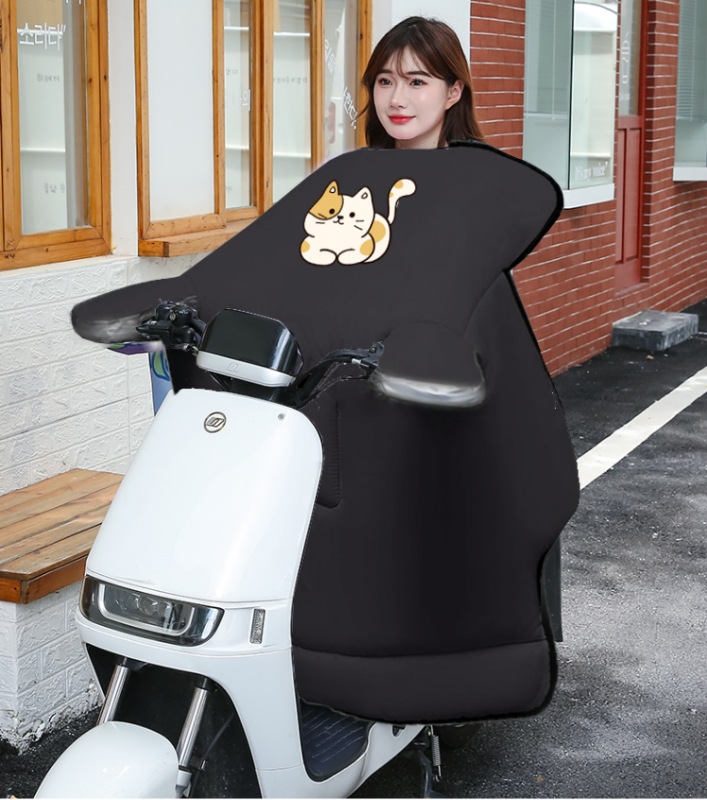 简约黑色款耐脏电动车挡风被加厚保暖冬季遮风套加宽侧翼挡风被详情9