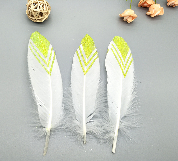 A large quill feather gift box with all-gold and all-silver feathers, paper card bookmarks and decorative quill pens pic 71