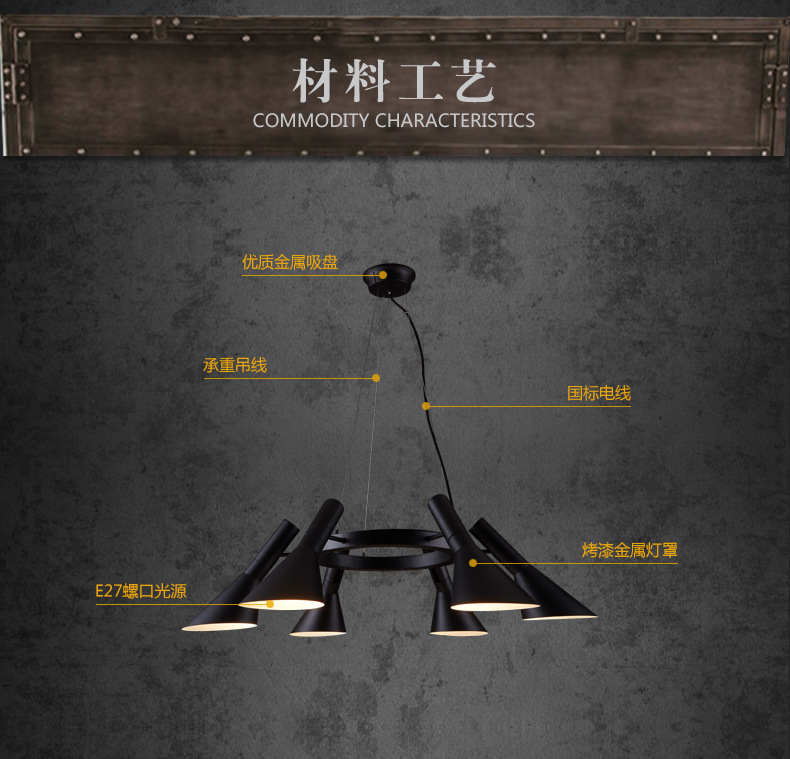 loft复古工业风餐厅吧台铁艺吊灯美式简约客厅书房创意灯具详情61