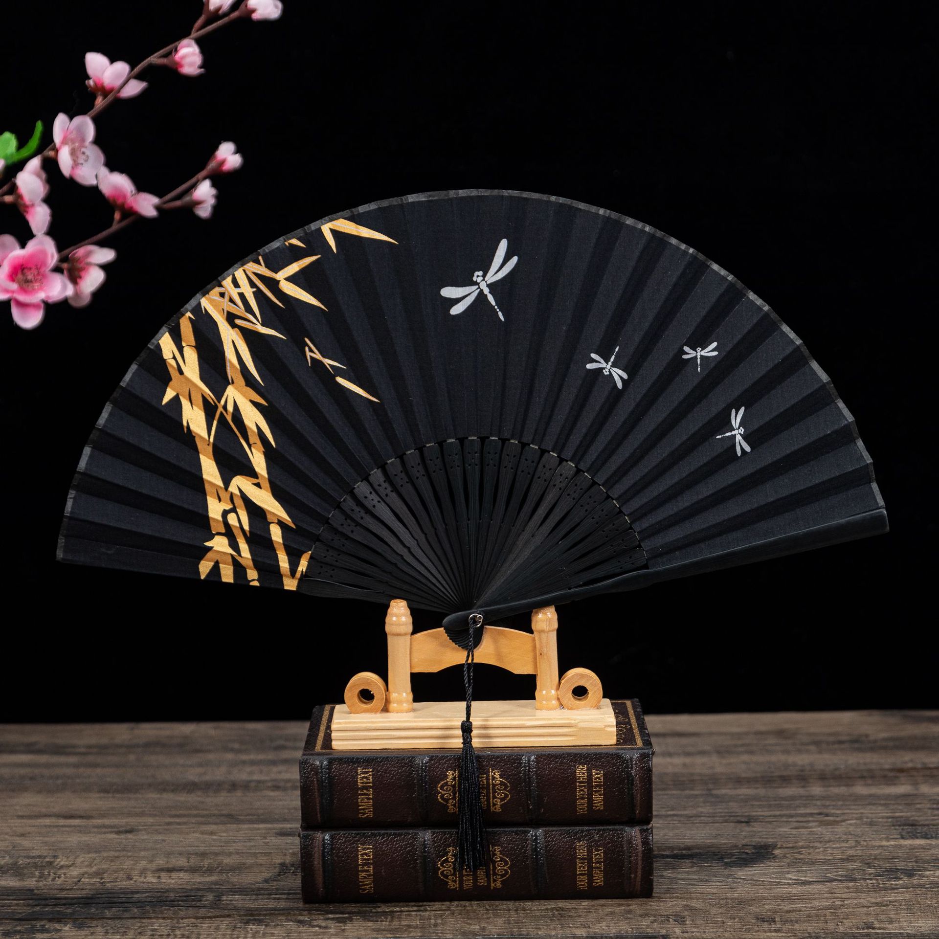 仿真丝娟面日式和风江户日本竹柄折扇 富士山系列和服扇子详情2