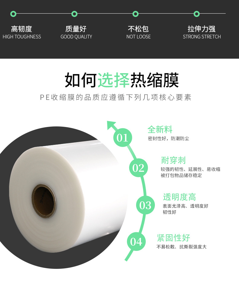 The shrink film factory supplies transparent PE heat shrink film, packaging roll film, PE heat shrink film and plastic film wholesale pic 4