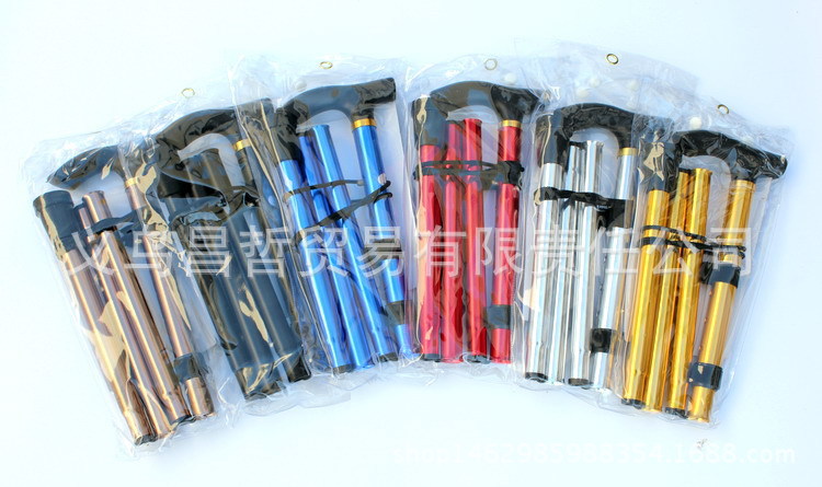 铝合金爬山手杖 伸缩折叠 登山杖 防滑手杖老人加强可调拐杖批发详情16