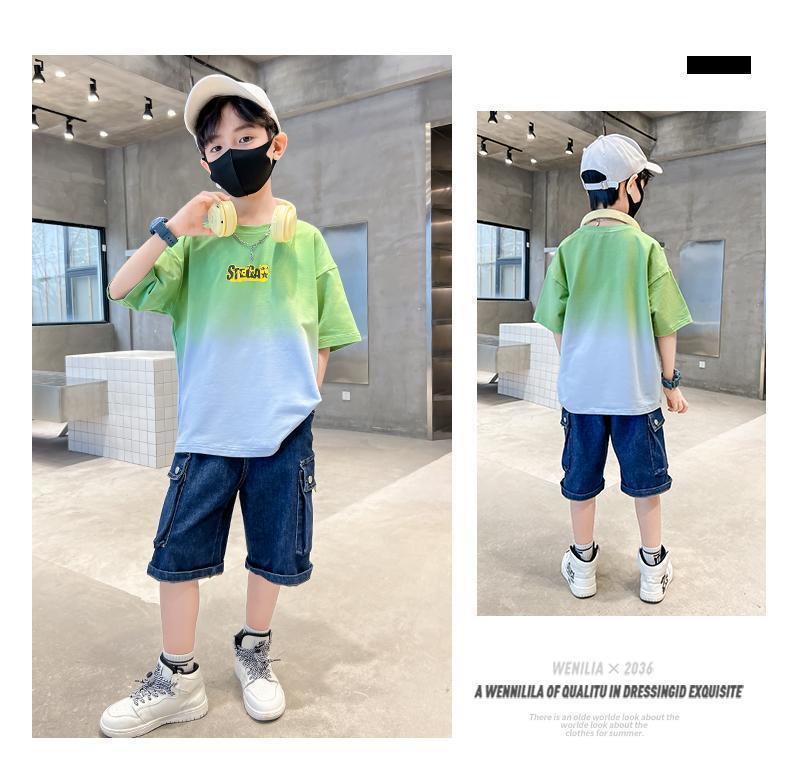 男童夏装短袖t恤渐变半袖上衣洋气2024夏季新款儿童大童帅气潮流详情3